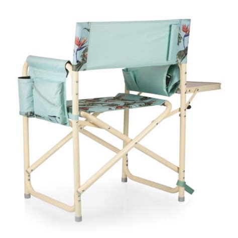 Outdoor Directors Folding Chair Tropical Foliage Pattern With Beige
