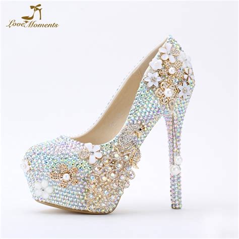 Gorgeous Ab Crystal Wedding Shoes Phoenix Rhinestone Bridal Party Prom