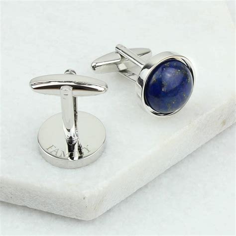 Personalised Domed Lapis Lazuli Stone Cufflinks By Charlie Boots