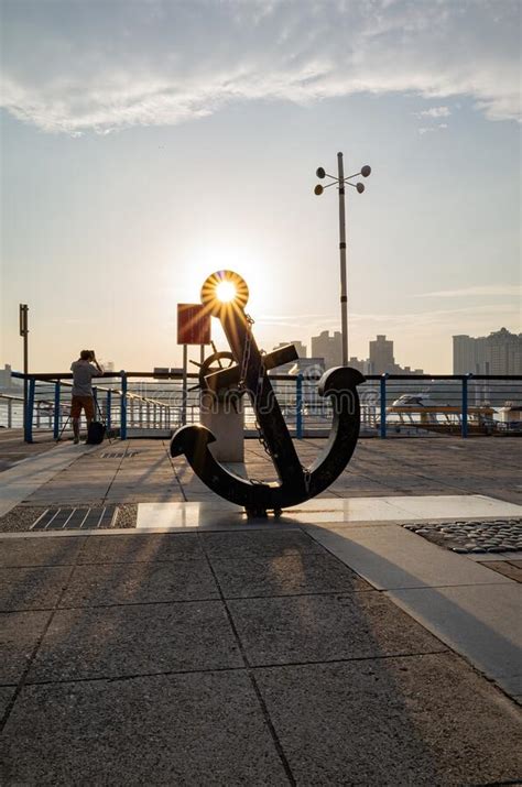 Close Up Of A Big Metal Anchor In The Plaza Editorial Stock Image