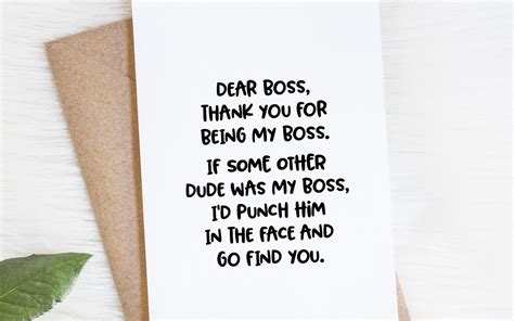 Boss Card Funny Bosss Day Message Birthday T For Etsy