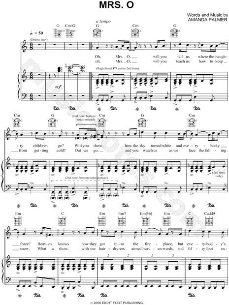 The Dresden Dolls Mrs O Sheet Music In C Major Download And Print