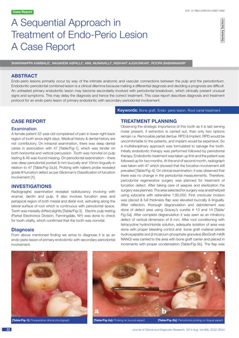 Pdf A Sequential Approach In Treatment Of Endo Perio Lesion A Case Report