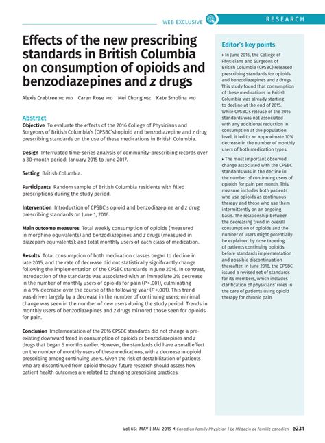 Pdf Effects Of The New Prescribing Standards In British Columbia On