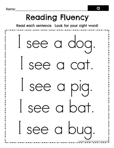 Preprimer Sight Word Fluency Passages Teaching Resources