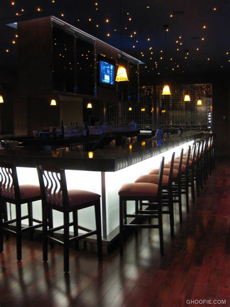 Romantic Contemporary Home Bar Cool Led Lights Padded Barstools