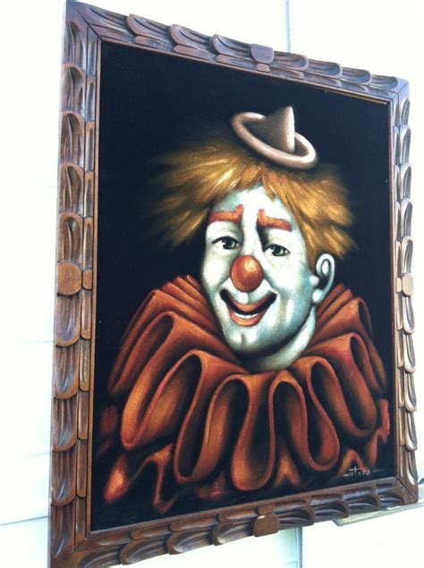 Vintage Velvet Clown Painting Wooden Frame By Junkstylevintage 5500