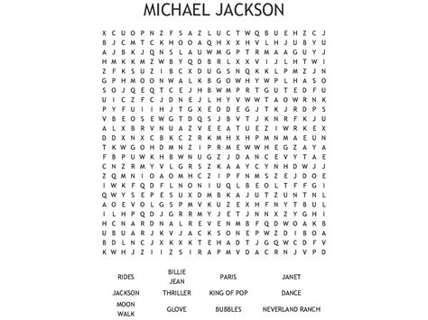 Michael Jackson Word Search Wordmint