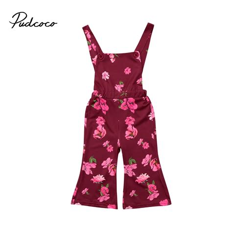 2018 Fashion Toddler Kids Girls Clothes Floral Printed Bell Bottoms