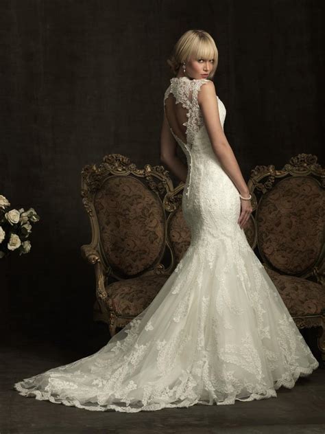 Elegant Lace Mermaid Wedding Dress Ivory Lace Open Back Gown By Allure Bridals Weddbook