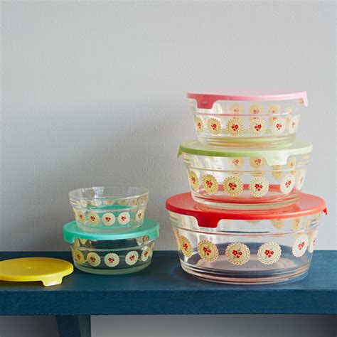 Set Of Five Pretty Glass Containers Country Food Storage Containers London By Rigby And Mac