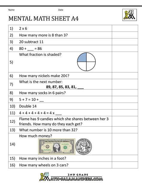Math Quizzes For 2nd Graders