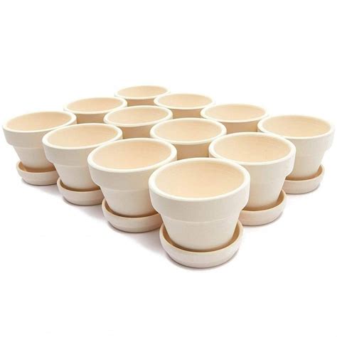 12x Mini Terra Cotta Terracotta Pots With Saucer Flower Clay Planters