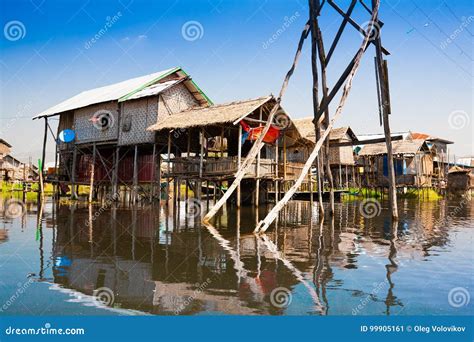 Myanmar Landscape Inle Lake Village Stock Image Image Of