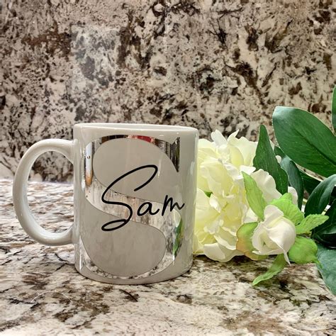 Personalised Mug With Initial And Name In Vinyl Etsy