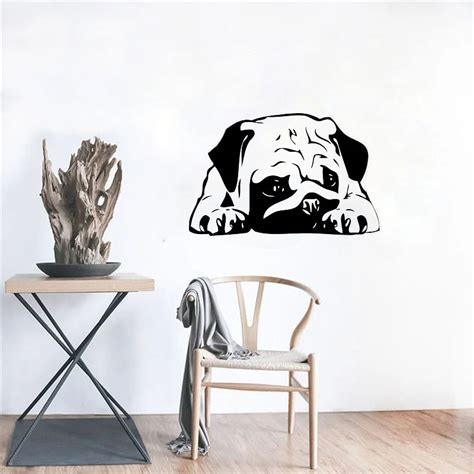 Sleeping Dog Wall Decal Puppy Pug Vinyl Sticker Cute Animals Home Decor