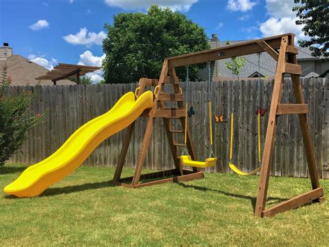 Wooden Swing And Slide Set Quality Playscapes