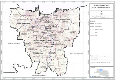 The overall city of jakarta is considered a special province and headed by a governor. Map of DKI Jakarta Province location research station ...
