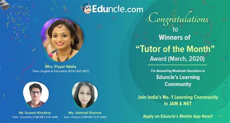 Eduncles Tutor Of The Month Award March 2020