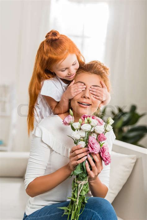 Daughter Covering Mothers Eyes Stock Image Colourbox