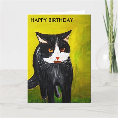 Angry Cat Happy Birthday Card