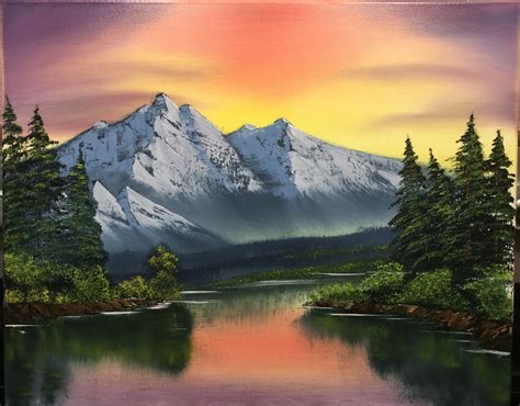 Gray Mountain Painting Mountain Sunset Art Mountain Artwork