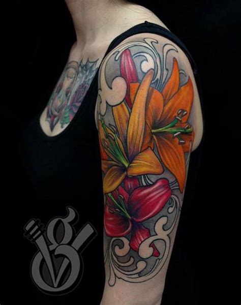 Cancer Memorial Tattoos Blog Female Flower Half Sleeve Tattoos Tiger