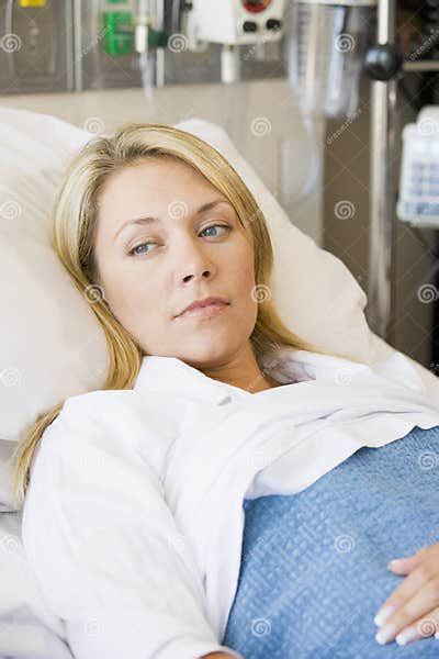 Woman Lying In Hospital Bed Stock Image Image Of Illness Inside 6430709