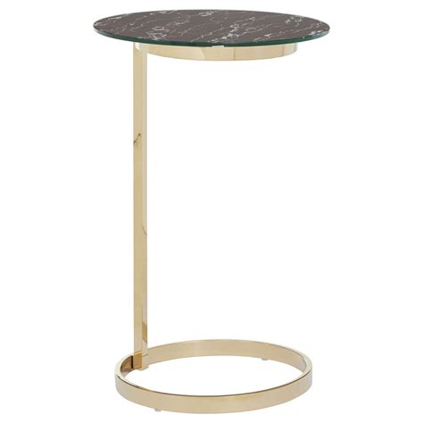 Oria End Table With Black Marble Effect Glass Top Living Room Side
