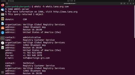 How To Use The Whois Command On Ubuntu Linux Geeksforgeeks