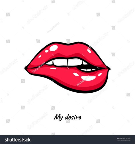 Female Mouth Biting Her Lips Teeth Stock Vector Royalty Free 458760088 Shutterstock