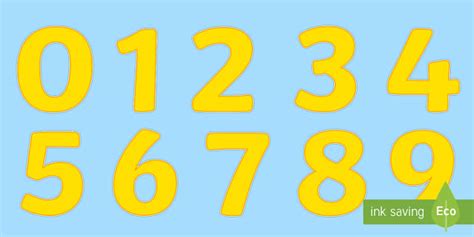 Free 👉 0 9 Display Numbers Pure Yellow Twinkl