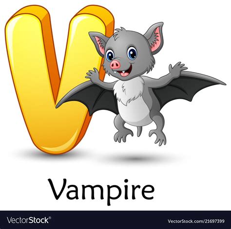 Letter V Is For Vampire Bat Cartoon Alphabet Vector Image Crocodile