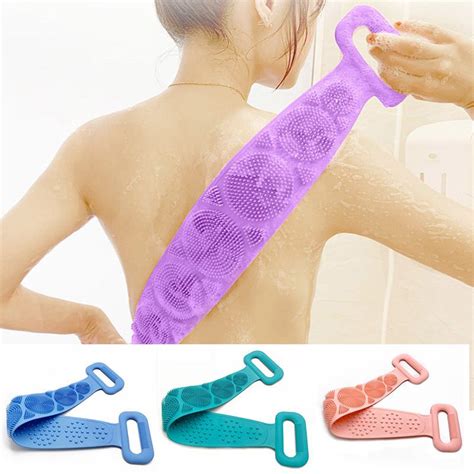 2020 Body Wash Silicone Body Scrubber Belt Double Side Shower Exfoliating Belt Removes Bath