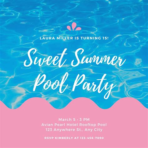 Free Printable Customizable Pool Party Invitation Templates Canva