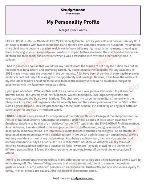 My Personality Profile Free Essay Example