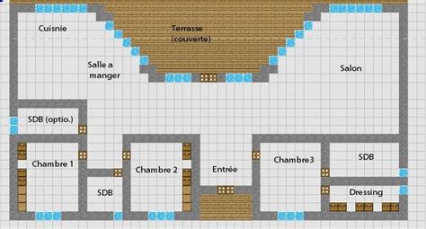 Minecraft Floor Plan Simple Modern House With 3 Bedrooms 2 Bathrooms