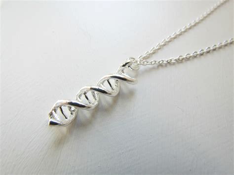 Silver Dna Necklace Dna Molecule Charm Necklace Science