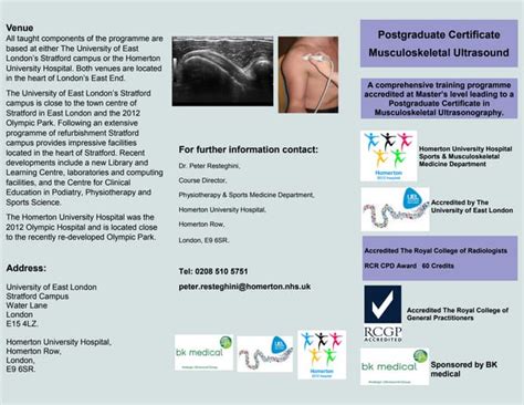 Postgraduate Certificate Musculoskeletal Ultrasound Course Flyer Ppt