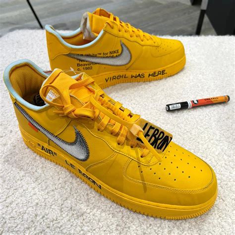 Lebron James Off White Nike Air Force 1 University Gold