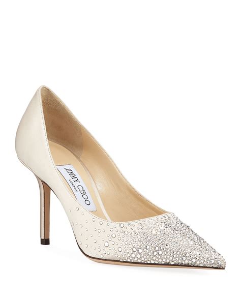 Jimmy Choo Love Crystal Sprinkled Satin Pumps Neiman Marcus