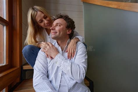 Close Up Of Pleased Woman Caressing Her Man Stock Photo Image Of
