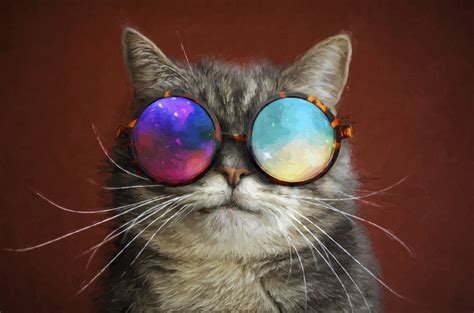 Cat Glasses Party Cool Painting Hd Animals 4k Wallpapers