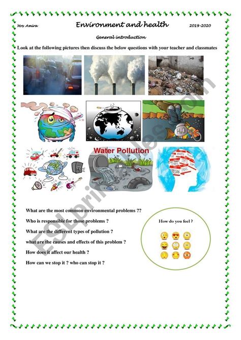 Environment And Health Esl Worksheet By Riomer