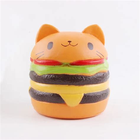 hot jumbo squishy squeeze slow rebound toy pu simulation cute burger cat anti stress