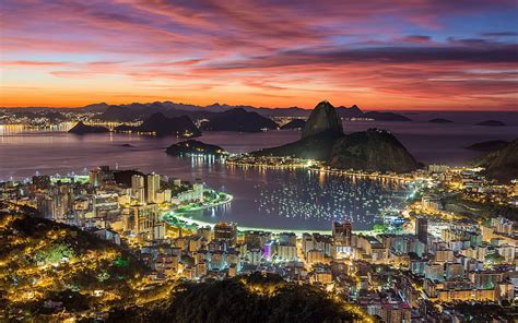 Rio De Janeiro City Panorama Bay Coast Ocean Sunset Evening View