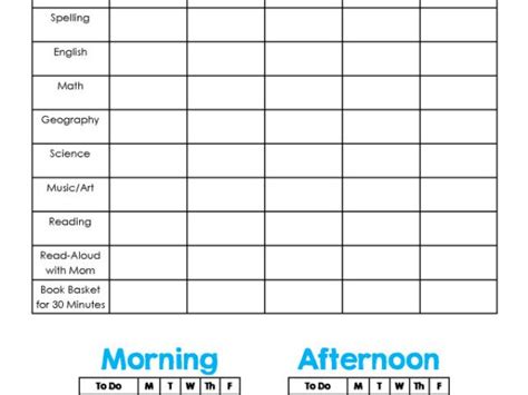 Homeschool Checklist Template Homeschool Assignment Chores Sheet Free