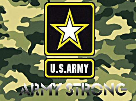 The U S Army Logo Is Shown On A Camo Background With White Stars And