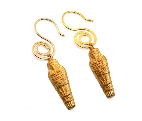 King Tut Mummy Egyptian Pharaoh Earrings Eapl27 By Weepinggrove