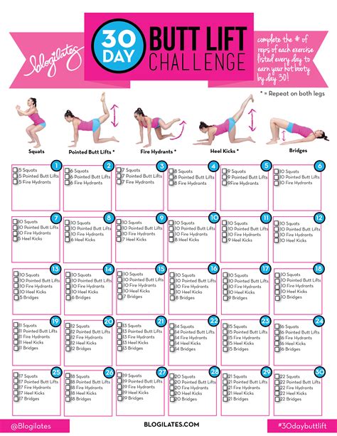 30 Day Butt Life Challenge Legs Fitness Workout Butt Exercise Home
